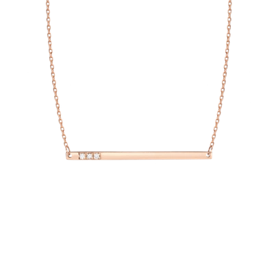 Aurate Gold Bar Necklace With Diamonds In Gold/ Pink