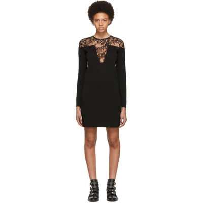 Givenchy Lace-trimmed Stretch-crepe Mini Dress In Black