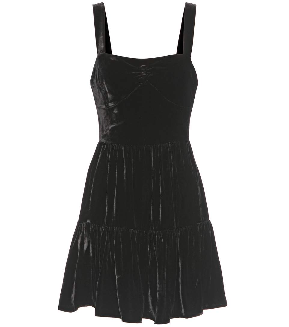 Mcq By Alexander Mcqueen Sleeveless Smocked Velour Dress, Black In ...