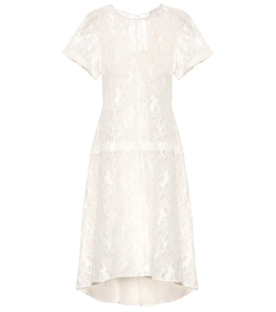 Chloé Short-sleeve Heritage Horse-lace Dress In Iconic Milk
