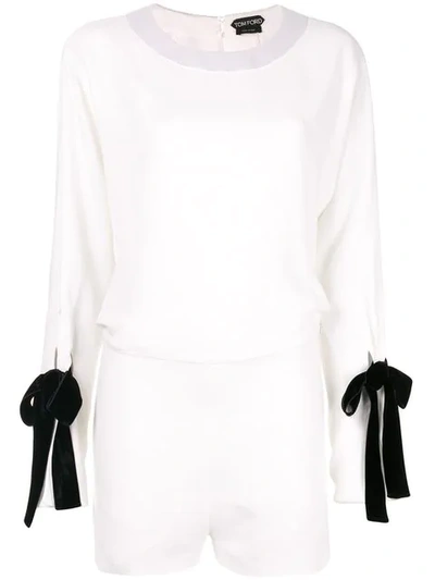 Tom Ford Tied Sleeve Playsuit In White