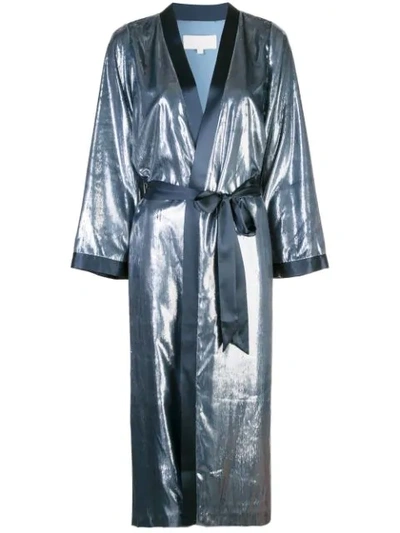 Michelle Mason Shimmery Kimono Coat In Blue