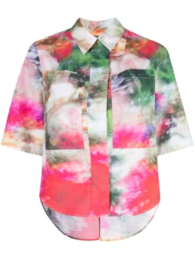 Adam Lippes Floral-print Cotton-poplin Shirt In Pink