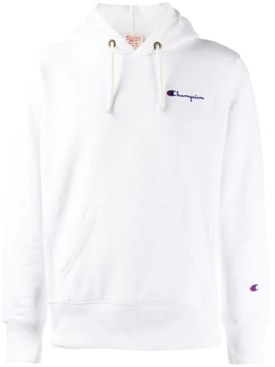 Champion Logo Embroidered Hoodie - White