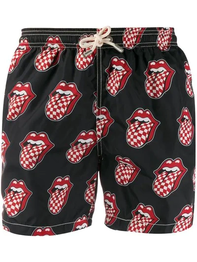 Mc2 Saint Barth Printed Lightning Swimming Shorts In Black