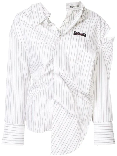 Ground Zero Slouchy Striped Shirt - White