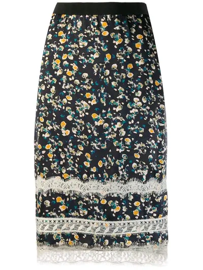 Dorothee Schumacher Printed Pencil Skirt With Lace In Black