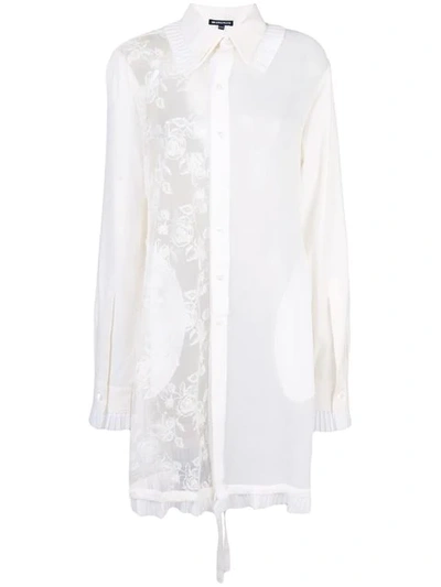Ann Demeulemeester Lace Panelled Long Shirt - White