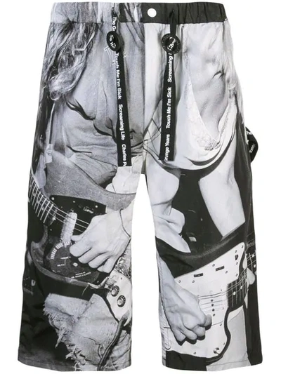 Takahiromiyashita The Soloist The Soloist Guitar Print Shorts In Black