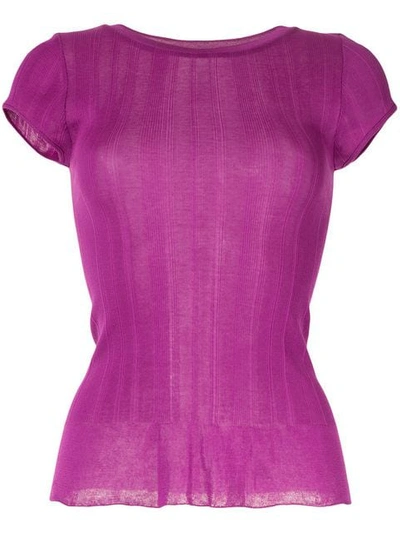 Ballsey Ribbed Knit T-shirt - Purple