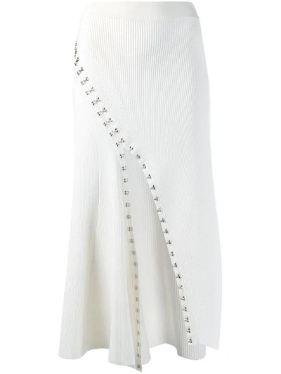 Alexander Mcqueen Hook And Eye Embellished Skirt In White