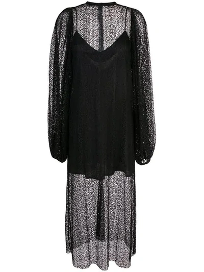 Beaufille Layered Crochet Midi Dress - Black