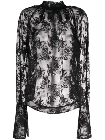 Ann Demeulemeester Floral Lace Blouse In Black