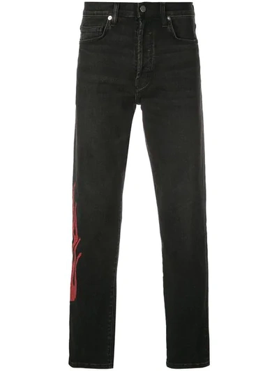 Lost Daze Red Flame Jeans In Black