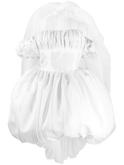 Moschino Brushstroke Duchesse Wedding Dress In White