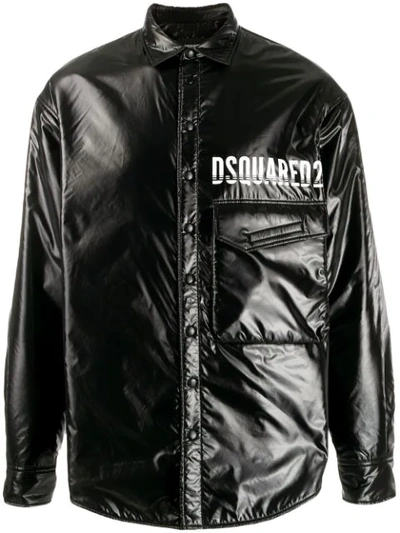 Dsquared2 Contrast Logo Padded Jacket In Black