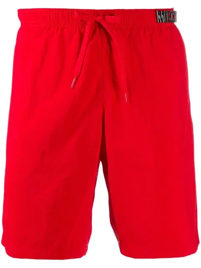 Moschino Logo Track Shorts In Red