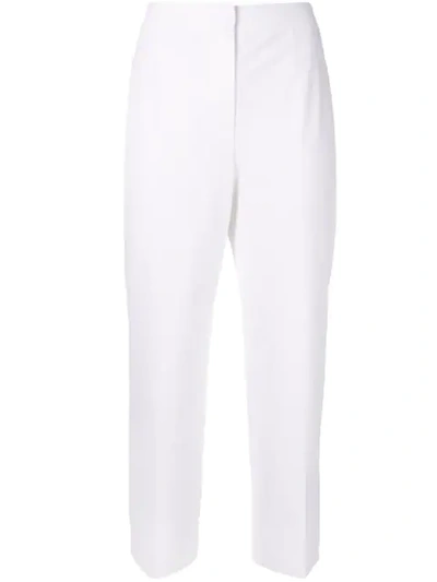 Kuho Cropped Straight Leg Trousers In White