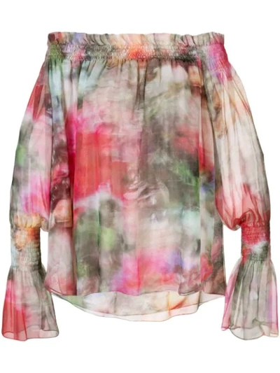 Adam Lippes Multicolor Women's Floral Print Off-shoulder Top In Pink
