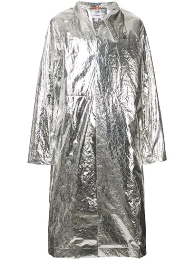 Oamc Long Length Raincoat In Silver