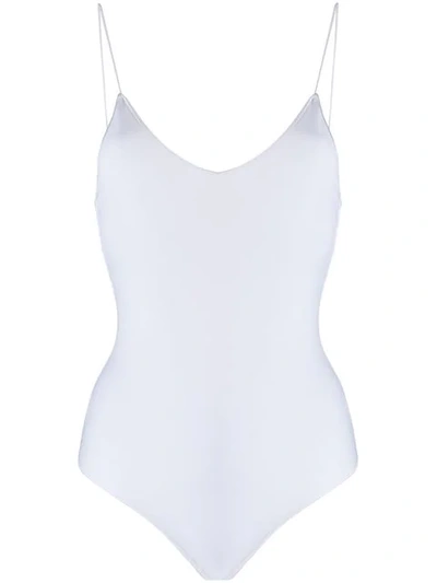 Oseree Bead Embellished Back Swimsuit In White