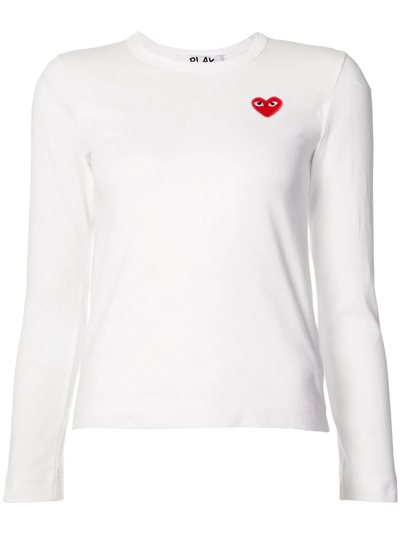 Off-white Comme Des Garcons Play White Heart Patch Long Sleeve T-shirt