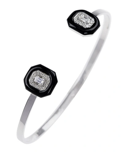 Nikos Koulis 18k White Gold Diamond & Black Enamel Split Bracelet, 0.51tcw In White/gold