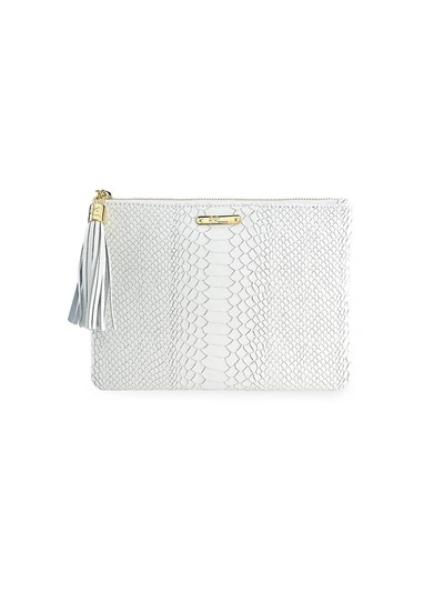 Gigi New York All-in-one Python-embossed Leather Clutch In White