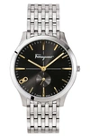 Ferragamo Men's Slim Gent 40mm Stainless Steel Watch In Silver/ Black/ Silver