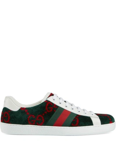Gucci Men's Ace Gg Terry Cloth Sneaker In Blue