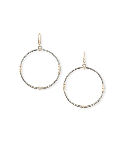 Armenta Cuento Hoop-drop Earrings W/ Diamond Crivelli In Silver