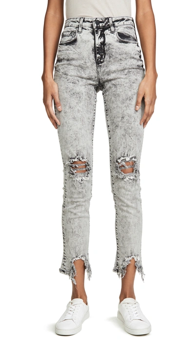 L Agence High Line High-rise Distressed Skinny Jeans In Grey