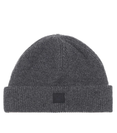 Acne Studios Pansy Face Knitted Wool Beanie In Grey