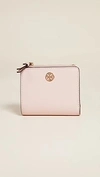 Tory Burch Robinson Mini Leather Wallet In Pink
