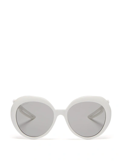 Balenciaga Hybrid Round Acetate Sunglasses In Grey