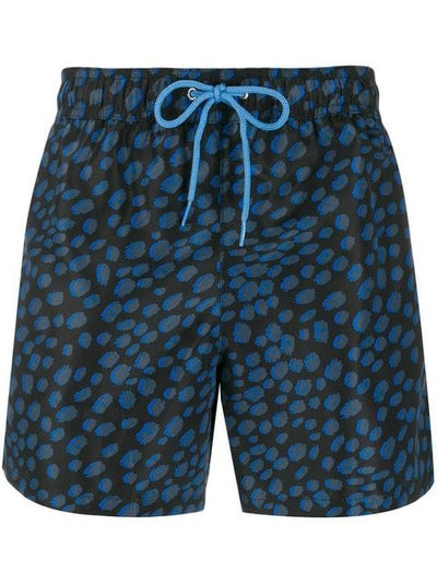 Paul Smith Cheetah Print Swim Shorts In Blue