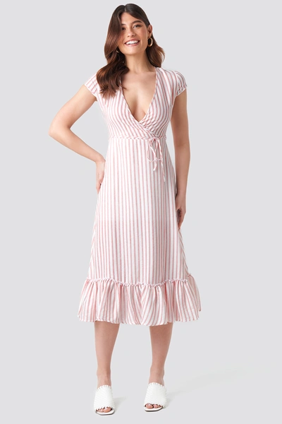 Trendyol Tulum Striped Dress - Pink,multicolor In Ecru