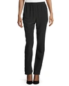 Eskandar Slim-leg Silk Trousers, Black