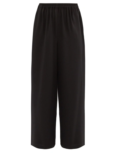 Eskandar Elasticated Waist Linen-voile Trousers In Black