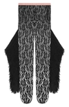 Gucci Fringe Floral Lace Tights In Black/ Black
