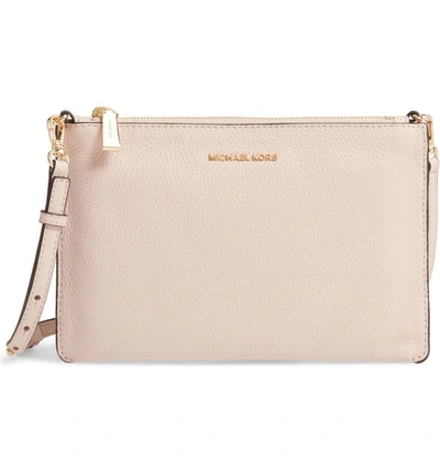Michael Michael Kors Leather Double Pouch Crossbody Bag - Pink In Soft Pink/gold