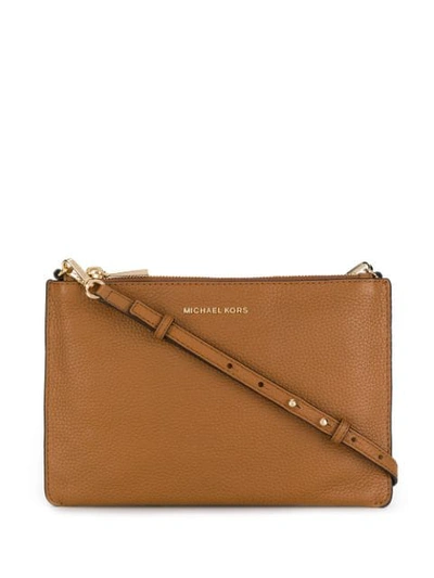 Michael Michael Kors Large Double Pouch Leather Crossbody In Brown