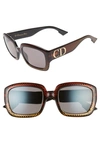 Dior Gradient Square Sunglasses, 54mm In Brown/ Gold/ Grey