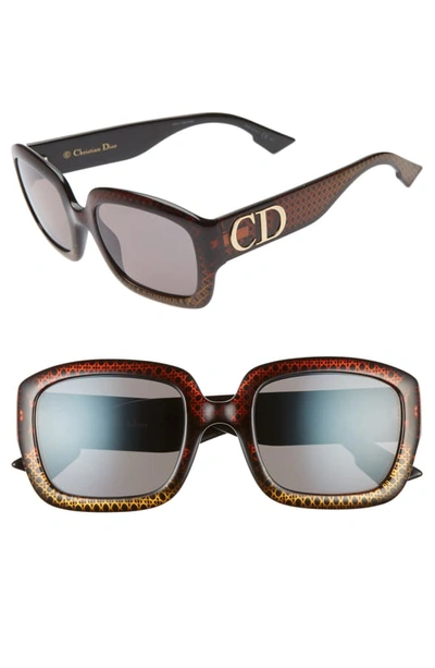 Dior Gradient Square Sunglasses, 54mm In Brown/ Gold/ Grey