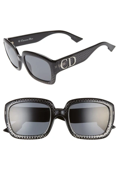 Dior 54mm Square Sunglasses In Black/ Silver