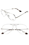 Ray Ban 55mm Aviator Optical Glasses In Silver/ Clear