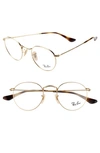 Ray Ban Ray-bay 47mm Round Optical Glasses In Gold/ Clear