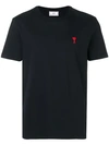 Ami Alexandre Mattiussi Crew Neck Tee With Red Ami De Coeur Patch In Black