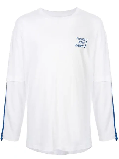 Off Duty Layered Long-sleeved T-shirt In White