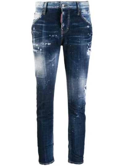 Dsquared2 Distressed Skinny Jeans In Blue